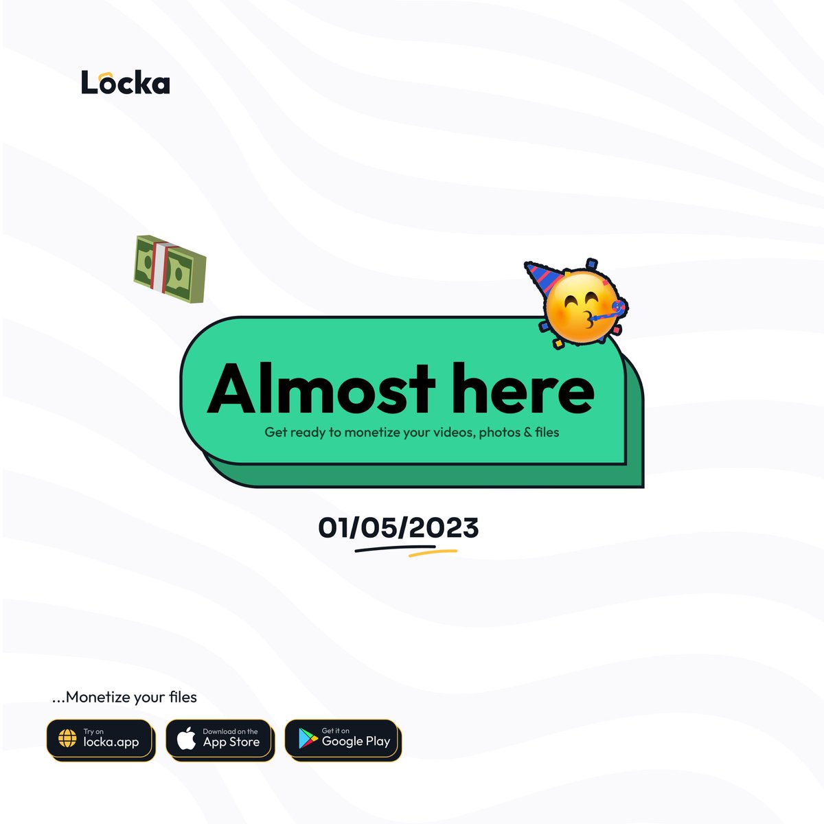 LockaApp's tweet photo. Files + Money + Anywhere = Locka! πΈπ
Launching tomorrow! Turn your digital files into money-making machines!
#AppLaunch #MonetizeYourFiles #Locka #NoGhostMe https://t.co/YdbA2b1iS7