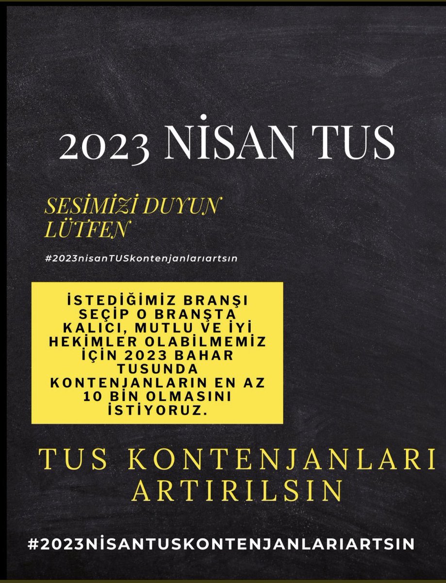 zehrasaylam's tweet photo. #nisan2023TUSkontenjanlarıartsın @drfahrettinkoca @saglikbakanligi @OSYMbaskanligi @SbhttnAydin @DrYerebakan  bahar tus kontenjanlarının en az 10bin olmasını talep ediyoruz ve bekliyoruz https://t.co/vpsmzFcyYy