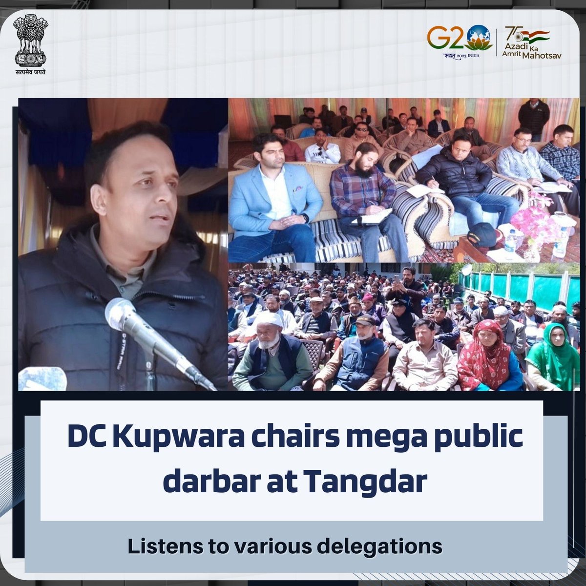 infokupwara's tweet image. #ProgressingJK
DC Kupwara chairs Mega public darbar at Tangdhar; listens to various public delegations
@diprjk 
@PIBSrinagar 
@ddnews_jammu 
@ddnewsSrinagar