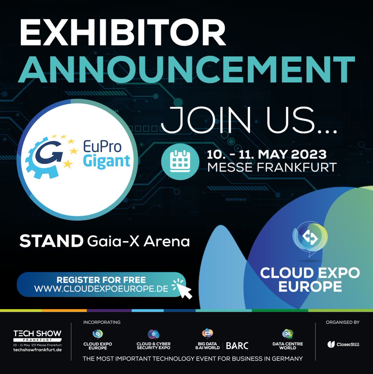 ☁️ The Austrian-German research project <a href="/EuProGigant/">EuProGigant Ecosystem</a> builds a resilient, data-driven, sustainable production ecosystem.

Meet and greet with them at @CEEFrankfurt by registering here ➡️ cloudexpoeurope.de/register