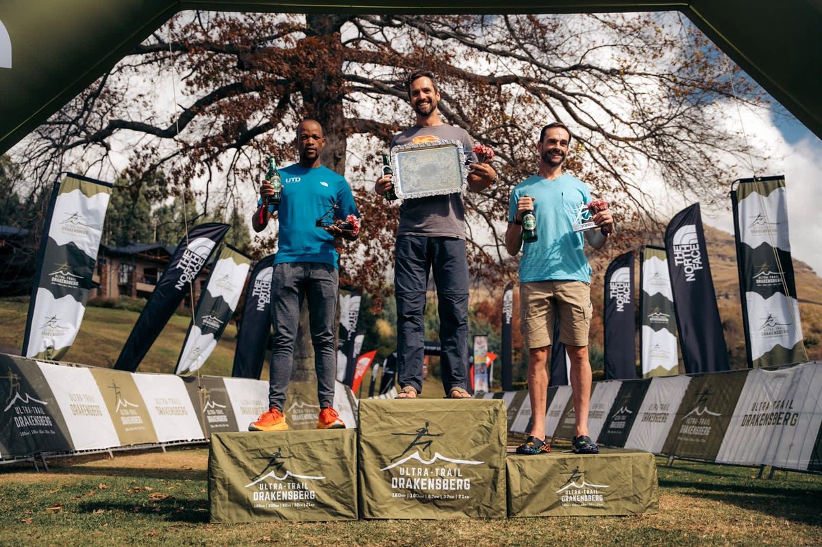 Your 2023 Ultra-Trail Drakensberg men’s #UTD160 podium! 
 
🥇Ross Lutsch 🇿🇦29:28:59
🥈Lloyd Sithole 🇿🇦30:03:17
🥉Dirk Potgieter 🇿🇦32:27:52

#UltraTrailDrakensberg 
#UTD2023