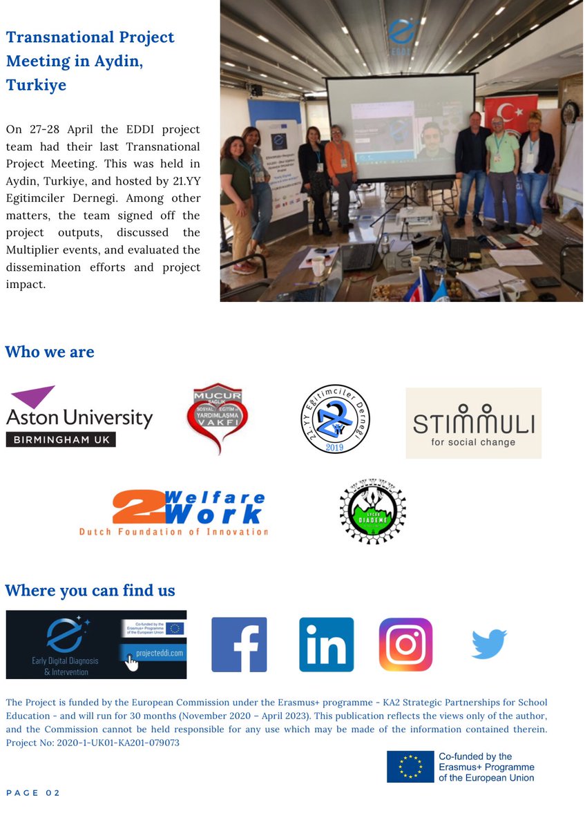 🔊We are very excited to share the 4th Newsletter of our #ErasmusPlus KA201 #EDDI "Early Digital Diagnosis and Intervention" Project📰🗞

Download ⬇️ for English 🇬🇧

projecteddi.com/newsletters/

#Erasmus #ESL 
<a href="/DFOIW2W/">Dutch Foundation W2W</a> 
<a href="/21st_CEA/">21.YY Eğitimciler Derneği</a> 
<a href="/StimmuliFChange/">Stimmuli for Social Change</a> 
<a href="/MucurV/">Mucur Sağlık Sosyal Eğitim ve Yardımlaşma Vakfı</a> 
<a href="/AstonUniversity/">Aston University</a>