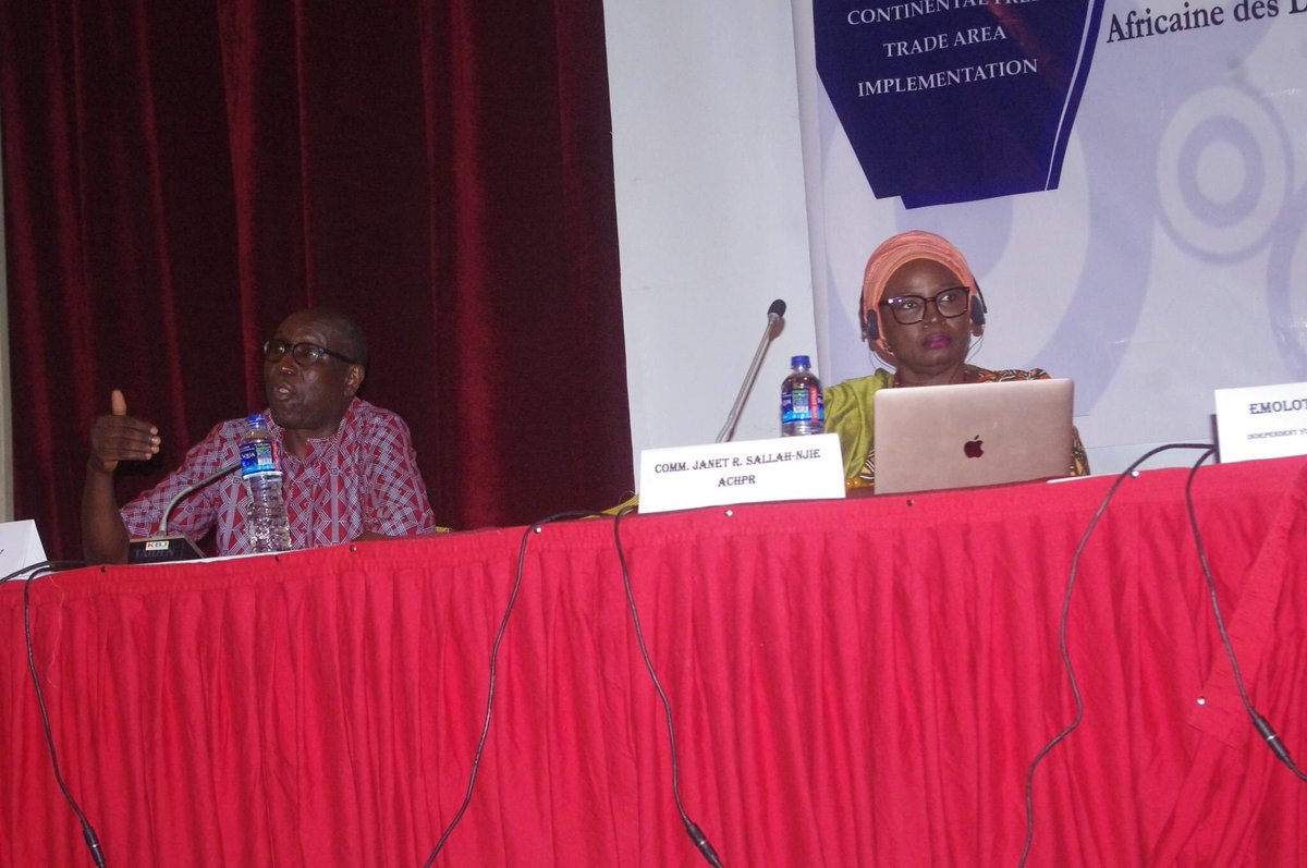 AcdhrsOrg's tweet photo. #ForumAchpr73 
Day 2  Panel 1: The inclusion of #Women, #Youths and #vulnerable #groups in driving the Implementation of the AfCFTA: https://t.co/EQXbNTGWpe
