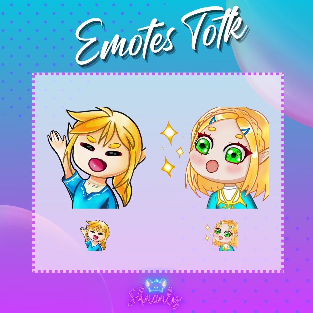 Shaxalyy's tweet photo. ça vous dis que je vous fasses gagner ces emotes totk ? 👀

🌿Vous êtes plutôt Link ou Zelda ? 

🍀RT si tu apprécies mon travail ❣️ https://t.co/Tfl6Ev49ZR