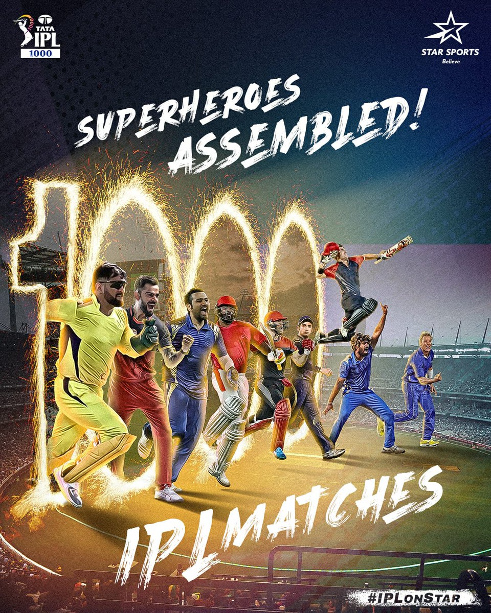 Akshay_Strong12's tweet photo. Poster by Star Sports as IPL completing 1000th game in the history https://t.co/Pdryvuoivh