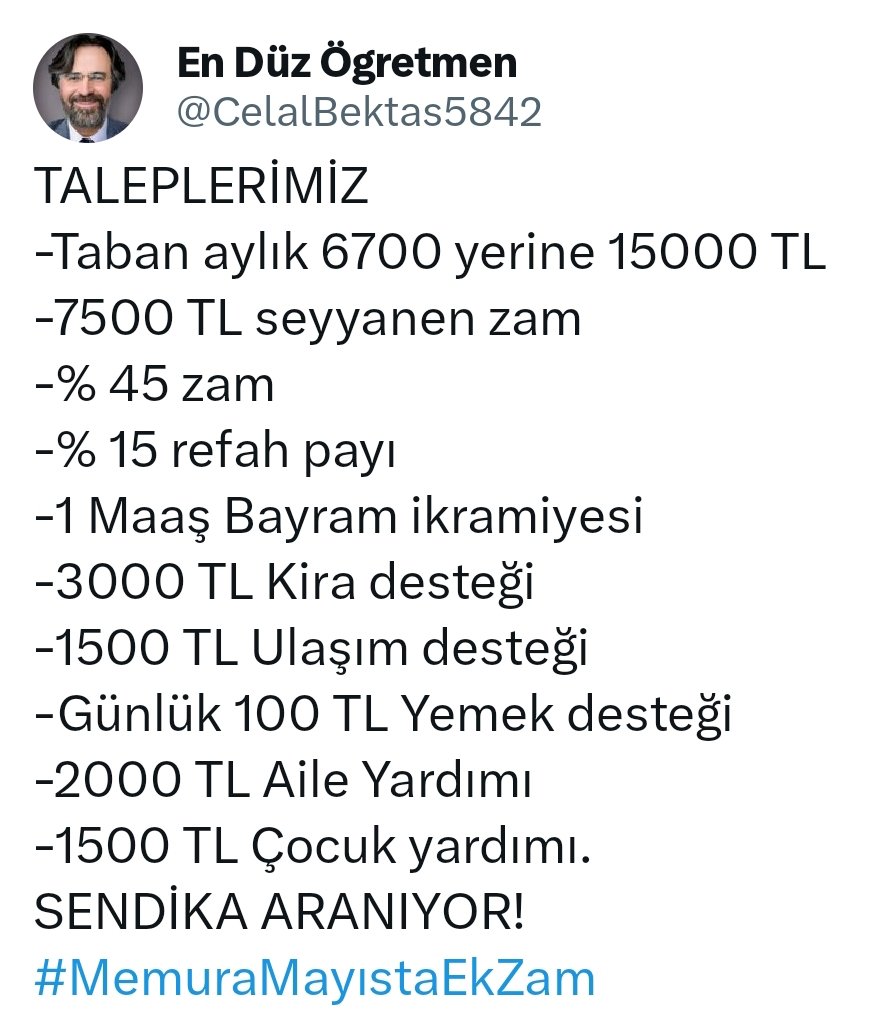 CelalBektas5842's tweet photo. Sosyal yardım mı demiştiniz?
Hadi...
SENDİKA ARANIYOR!
#MemuraMayıstaEkZam https://t.co/IEPqcQga80