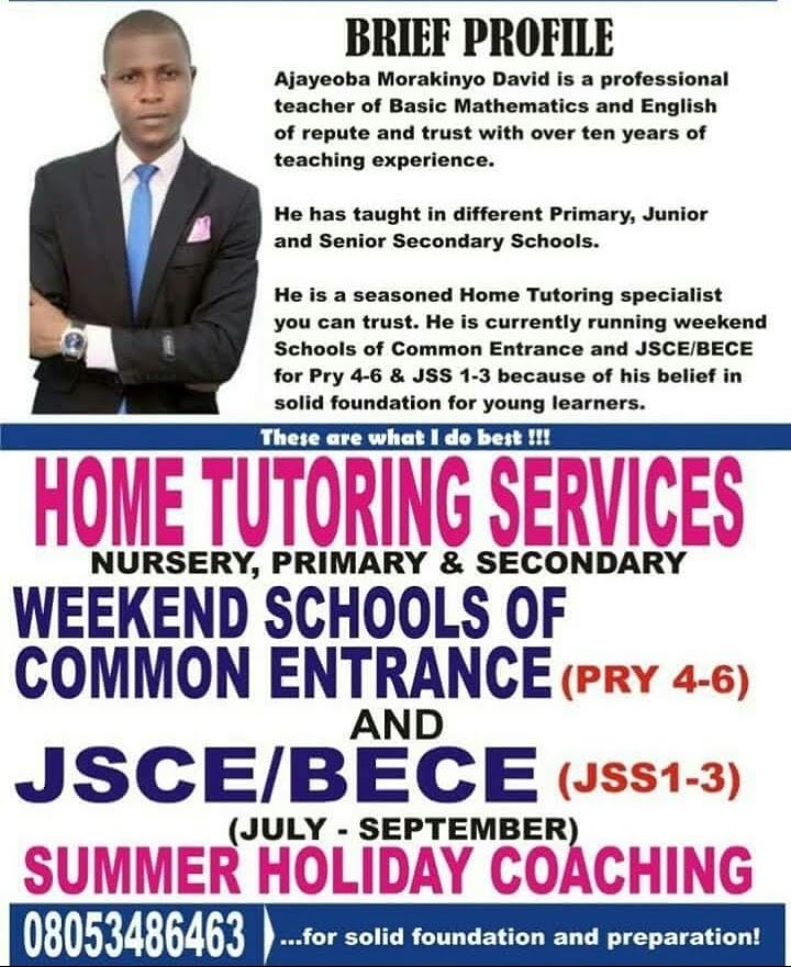 MorakDave's tweet photo. FREE SATURDAY LESSON
@MDS-MorakDave Schools

68, Arowojobe Street, 1st Floor Allwell Rentals House, Opposite Alhaji Shehu Close, Near Edun/Orobiyi Street, Mafoluku-Oshodi

11am-12noon for Pry4-6 Common Entrance Classes
Monthly Reg. #1,000 https://t.co/dKVDAb0w82