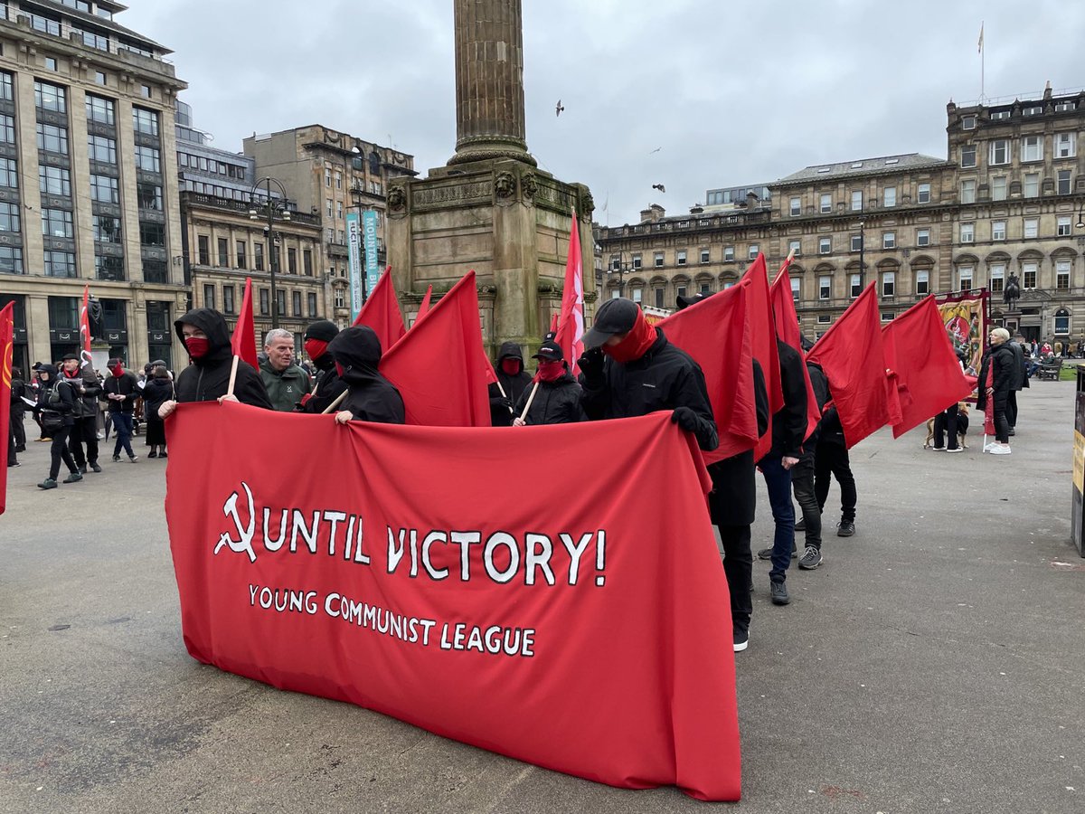 YCLGlasgow's tweet photo. Yesterday, our members joined hundreds of trade unionists in our city, and proudly led the #RedBloc during this year's May Day march.

#UntilVictory https://t.co/MorFXCxCfI
