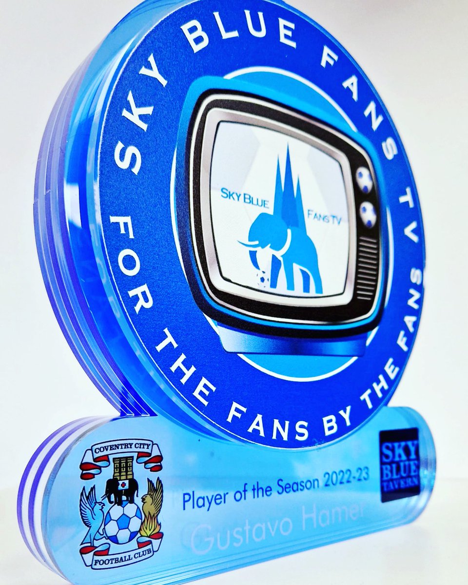 Trophyme_uk's tweet photo. BRAND NEW ⭐️ Bespoke player of the Season 2022-2023 trophy design for 
@SkyBlueFansTV1 @SkyBlueTavernPH  including all #ccfc branding! 
@TheSkyBlueHub 

#ccfc #pusb #playeroftheseason #coventrycityfc #coventrycity #coventrycityfootballclub #trophy #medals #awards #trophydesign https://t.co/MqVqViqxWM