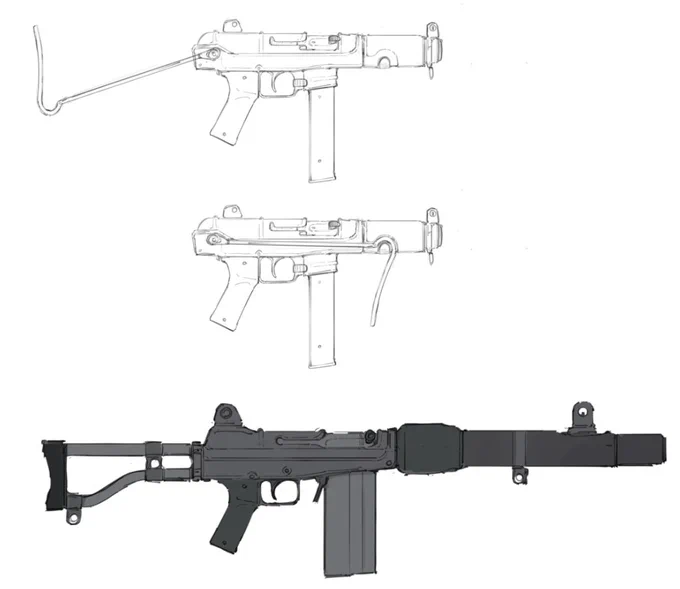 Playing with an SMG variant of my rifle from a while ago, finally will be back to doing some of the world building stuff 