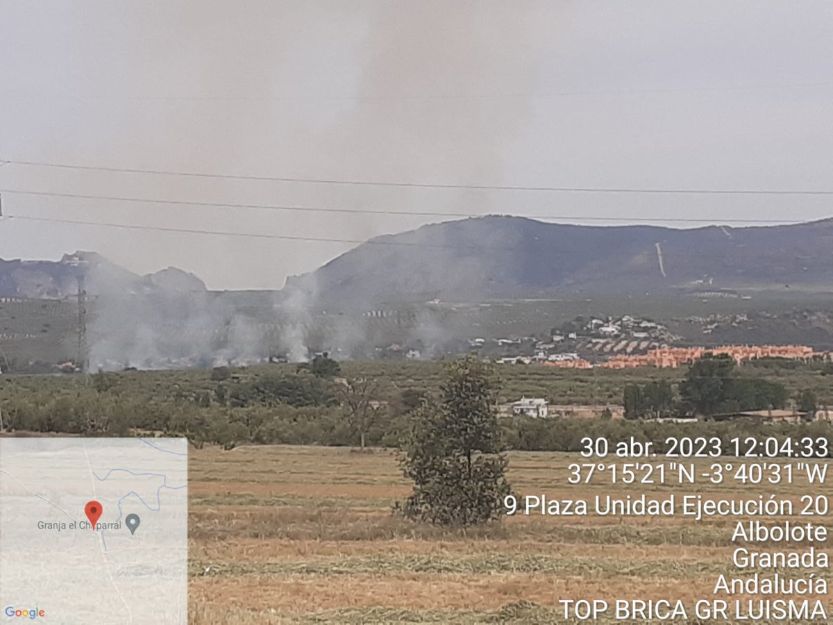 Plan_INFOCA's tweet photo. 🗓️ 30/04/2023          🕗 12.00h

🔴 DECLARADO #IFAtarfe, #Granada en paraje Rio Colomera. Medios desplegados:

🛩️ 1 avión de carga en tierra.
👩‍🚒 1 grupo de bomberos forestales, 1 agente de medio ambiente. https://t.co/nwwDo5uLGT