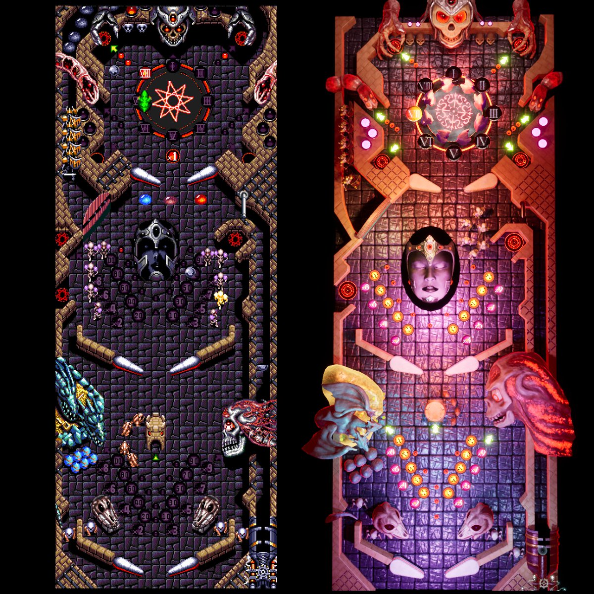 YasAlexArt's tweet photo. Hello Gamers! I've been remaking Devil's Crush for the Turbografx in UE5! I need to gather some feedback on it, so if people could kindly fill in this survey and tell me what you think, that would be extremely kind, all responses welcome :D https://t.co/QSsXvaLLzu https://t.co/nUvcSYpxc2