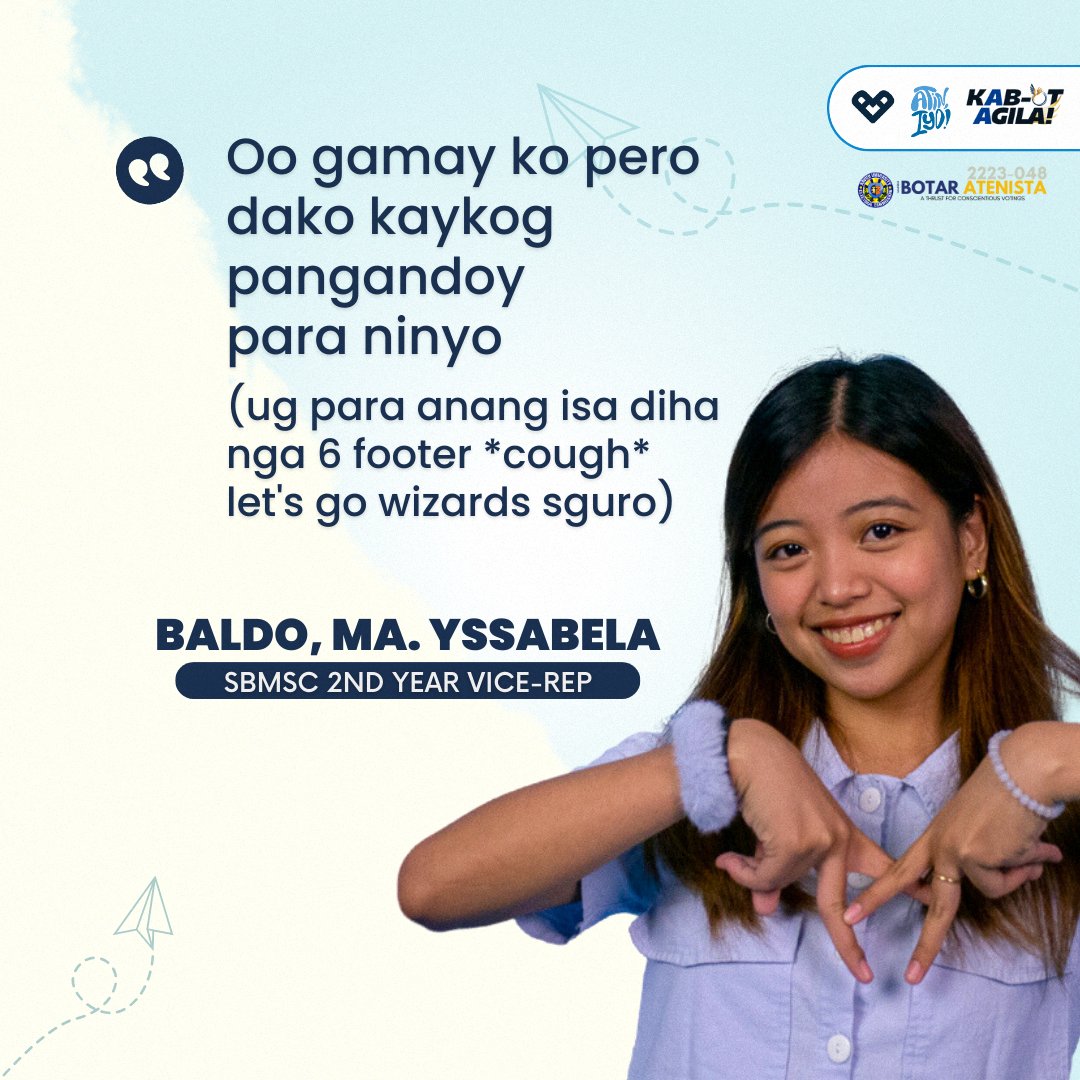 AASBMSamahan's tweet photo. Ready to vote for a slate that's got the humor and the hear? 

Vote straight, vote Samahan Alyansa this coming May 4-6, 2023💙🫶! https://t.co/7zXMW629uY