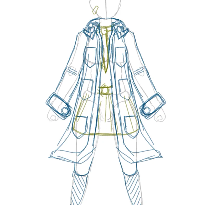 途中経過(デザイン練り中) 完全新キャラの服のデザインを用意しております #一次創作 #オリキャラ