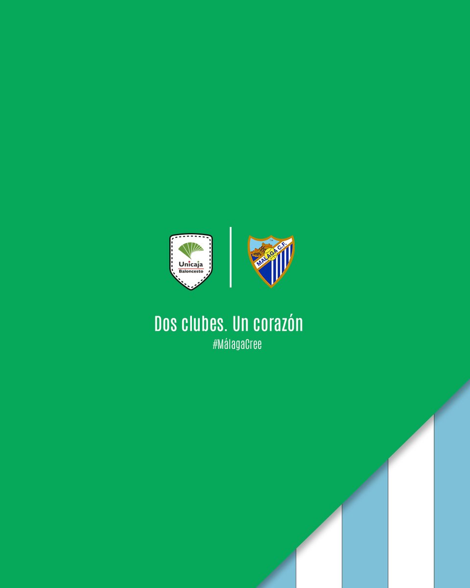 unicajaCB's tweet photo. 🏀⚽️ Dos clubes. Un corazón ❤️

💚💜@unicajaCB 🤝 @MalagaCF 🤍💙

#MálagaCree #TodosBlanquiazules https://t.co/NlytQTze7O