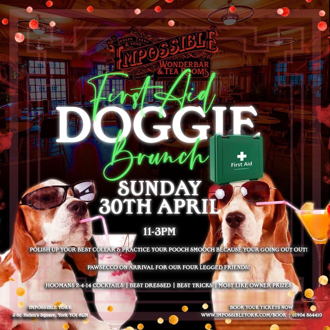 We’re down at Impossible York for our regular doggie brunch, this time joined by our friends from Green Vets who are doing a Doggie First Aid session. Come join us!