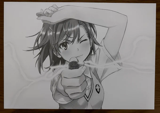 御坂美琴 シャーペンで描いた #とある科学の超電磁砲 #御坂美琴 #模写