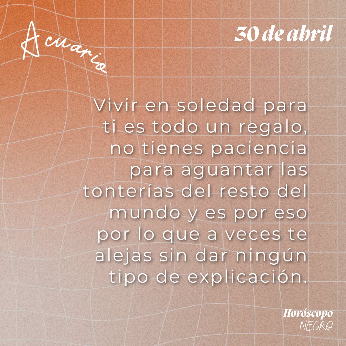El horóscopo diario del 30 de abril para Acuario 🔮♒ Lee completo aquí: horoscoponegro.com/acuario-horosc…