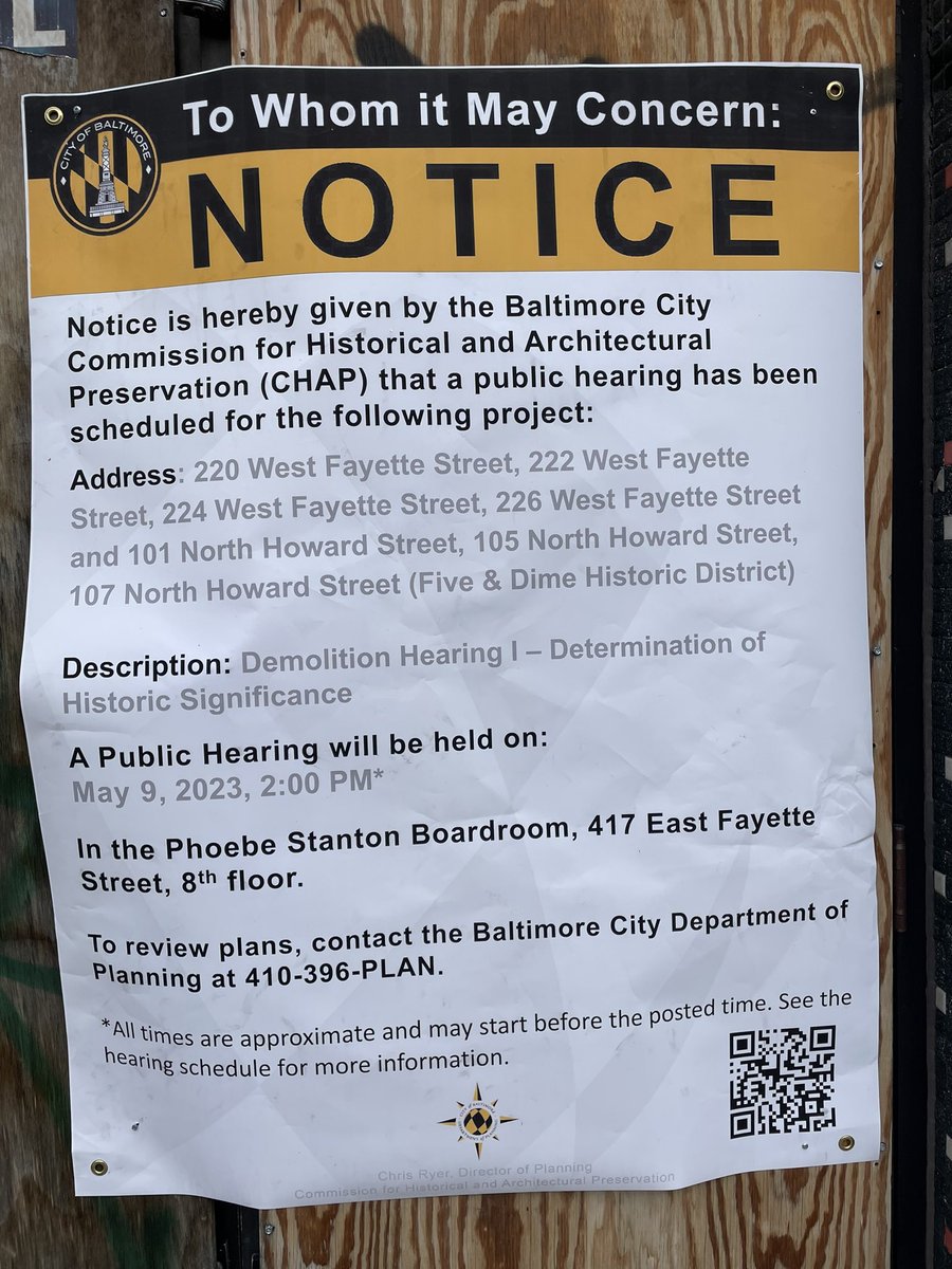 Preservation Alert ‼️ Westside Partners—the current developers of the downtown Superblock—want to demolish historic properties along Howard and Fayette that are part of the Five & Dime Local Historic District. Email Eric.holcomb@baltimorecity.gov
@bmoreheritage @PreservationMD