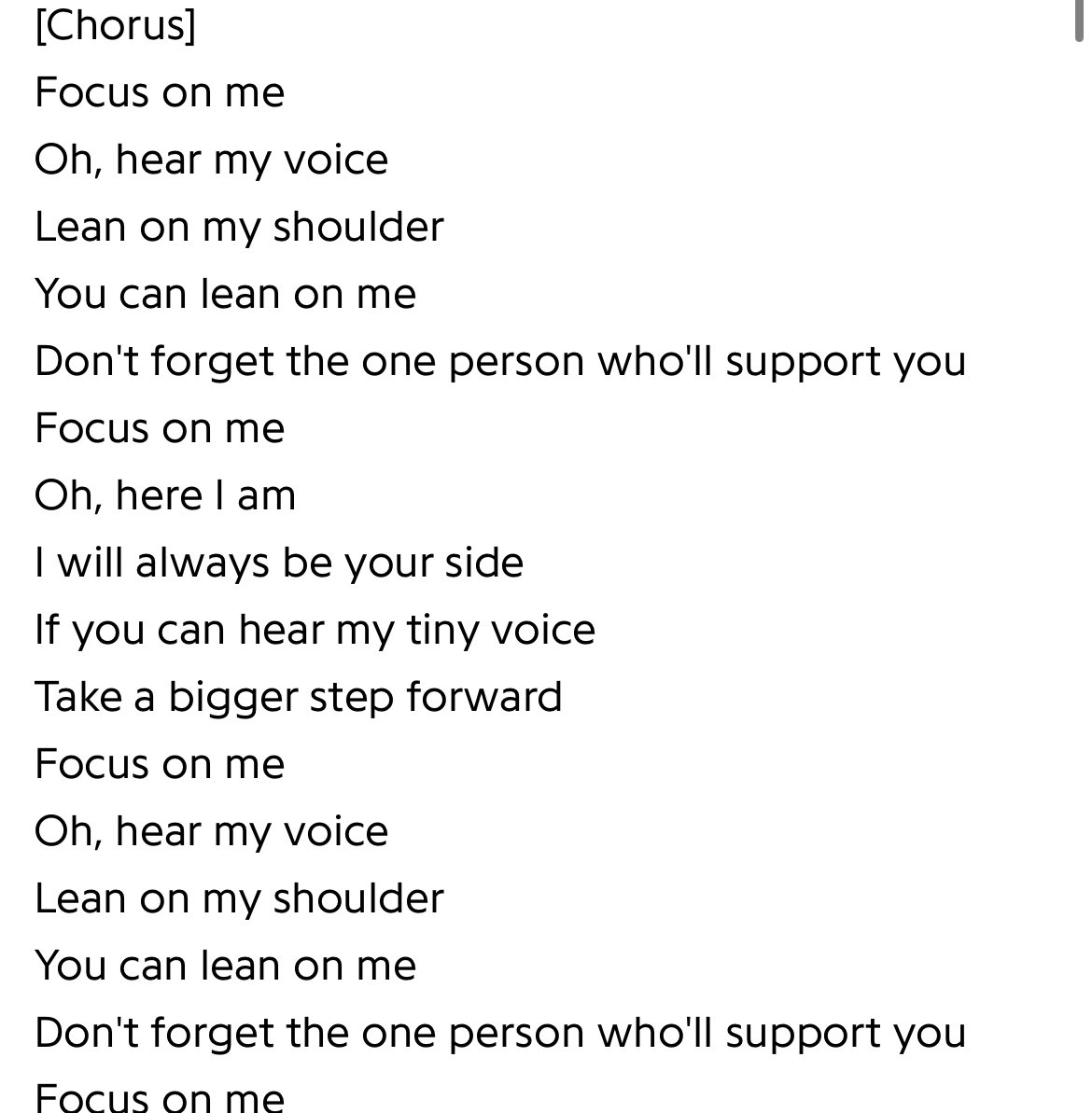 ArohaArtemis's tweet photo. The chorus of Focus on me got me bawling ☹️ https://t.co/2Qpyez7rET