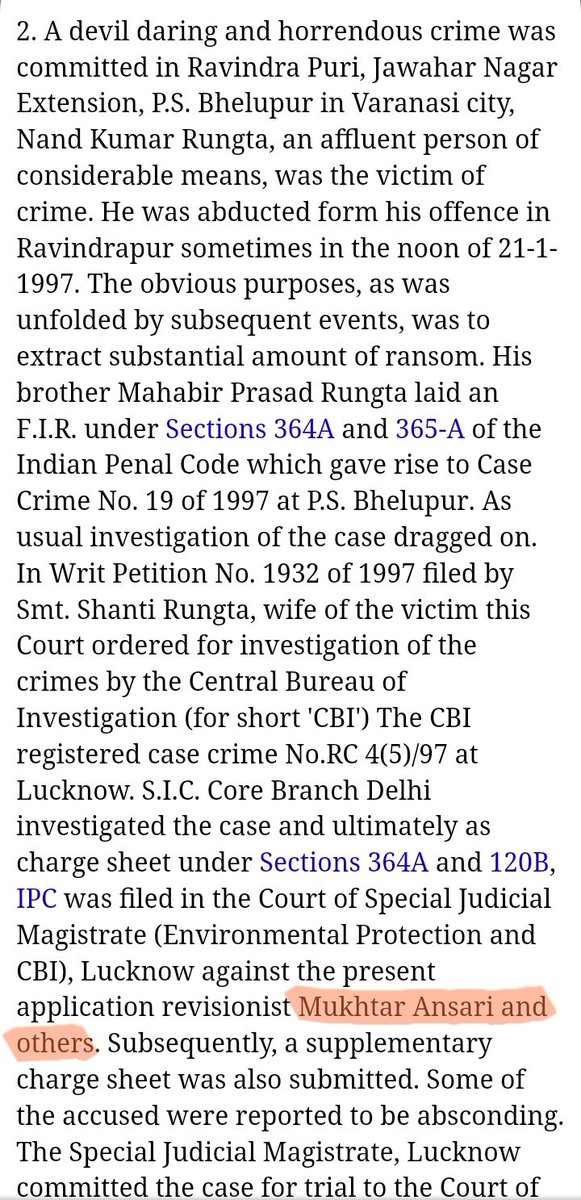 Vishalphhc's tweet photo. @Gabbar0099 Allahabad High Court

Mukhtar Ansari vs State Of U.P.
 19 July, 2022
Bench: Dinesh Kumar Singh

Case :- CRIMINAL MISC. BAIL APPLICATION No. - 1776 of 2022 https://t.co/Tth16SrYEQ