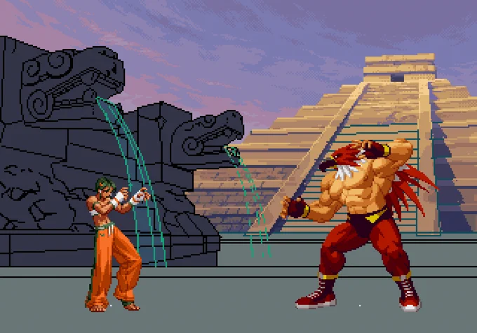 Garou 2 - Tizoc stage process #fanart #pixelart #ドット絵 #SNK #Garou