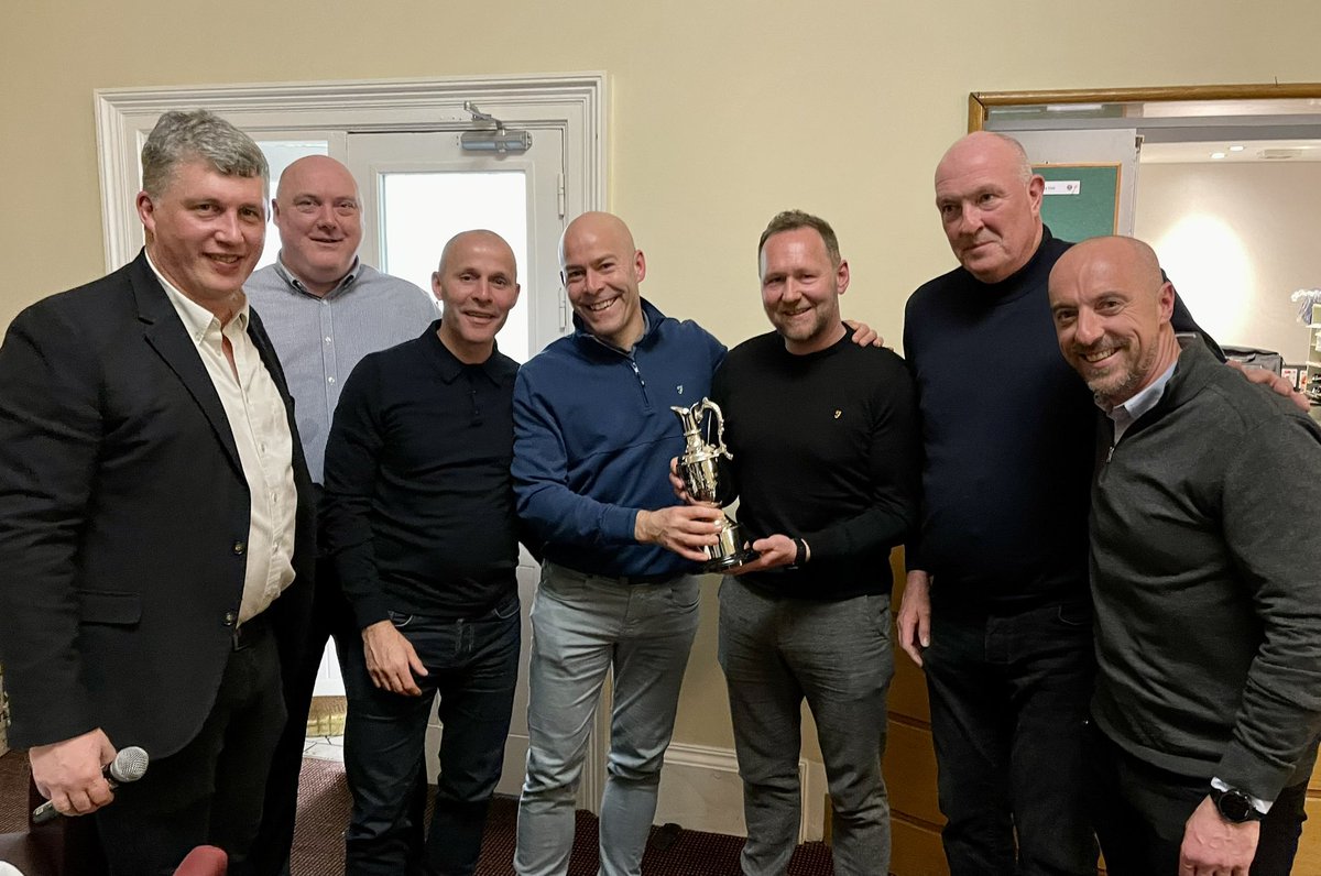 ASR_PPU's tweet photo. Congratulations to Ronan Ó Dulaing and his team of golfers for lifting the Gerry O’Brien memorial trophy for the first time - pictured with PPU President Pat Gilroy, ASR Principal John McHugh and David Petherbridge. A great day and night all round #ASRPPU @ArdscoilRis_D9 https://t.co/ljhkyNyzmD