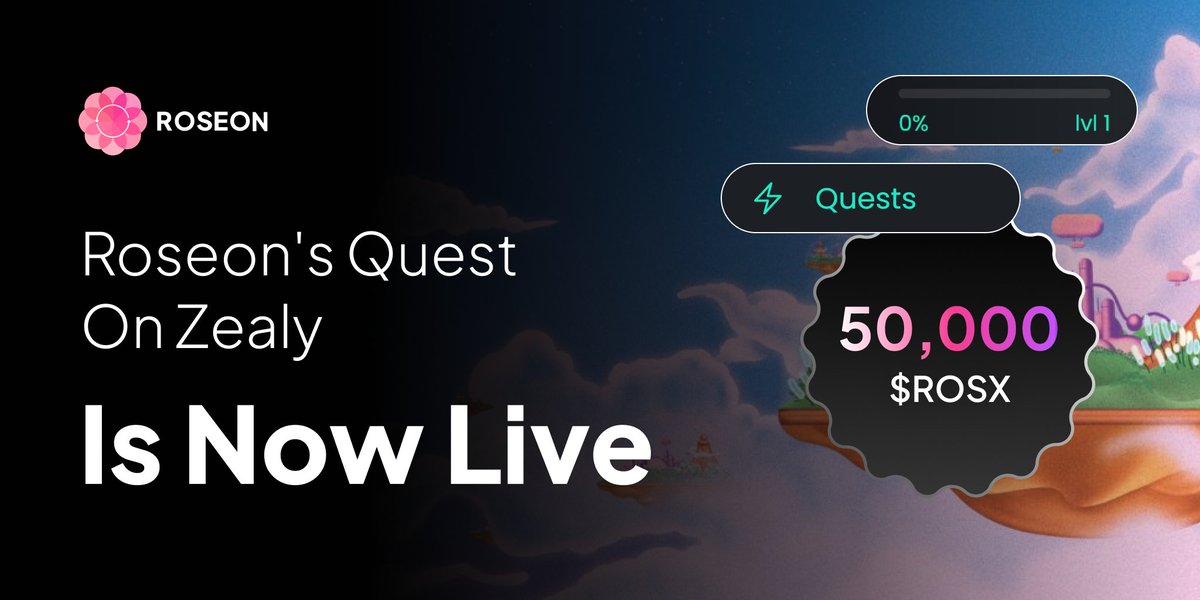 It’s finally here - Roseon’s quest is live on Zealy!

Packed with exciting quests, and awesome rewards — join us to find out what awaits around every corner.⁣

🎁: 50,000 ROSX shared by 30 winners
📅: Apr 30 - Jun 1

The more points you earn, the bigger the reward! Get exploring