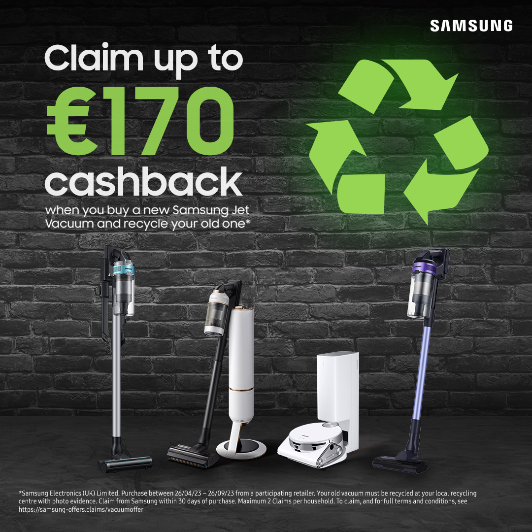 swan_expert's tweet photo. Claim up to €170 cashback when you buy a new Samsung Jet Vacuum and recycle your old one. https://t.co/IYvePYTrdH