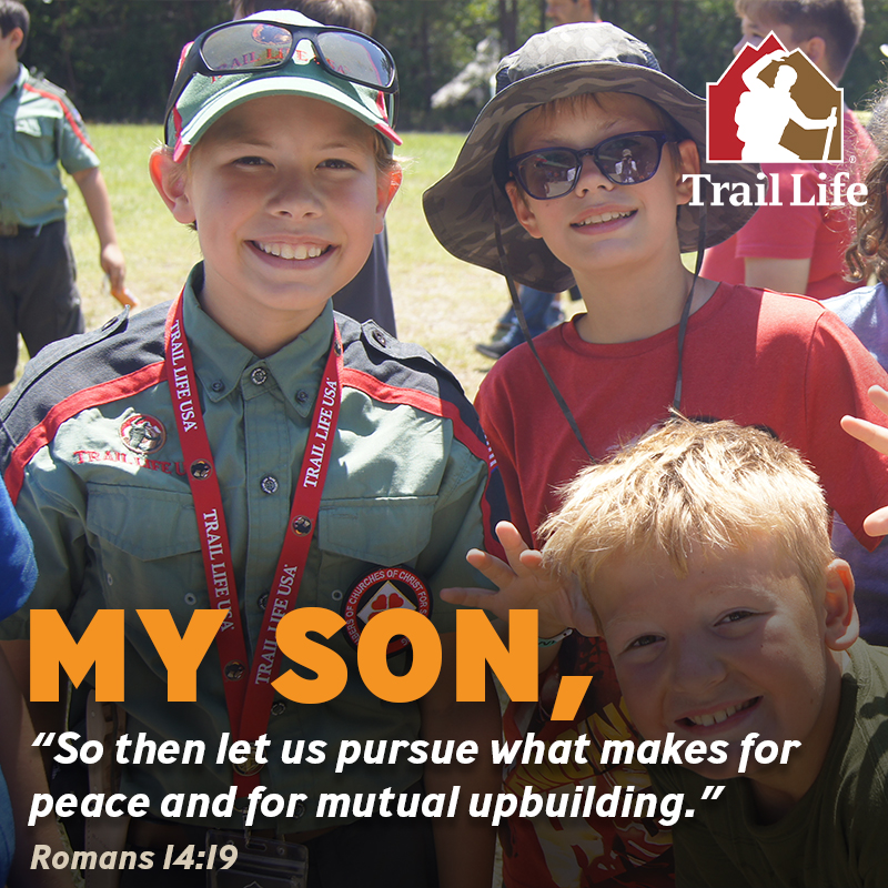 TrailLifeUSA's tweet photo. My Son, "So then let us pursue what makes for peace and for mutual upbuilding."
- Romans 14:19
Christ-Centered | Boy-Focused
Adventure | Character | Leadership
https://t.co/TCqlbXqyO7
#TrailLifeUSA #ScriptureSunday #BuildOthersUp #Community #ChristianParenting #RaisingGodlyBoys https://t.co/cpOSsCVSpN