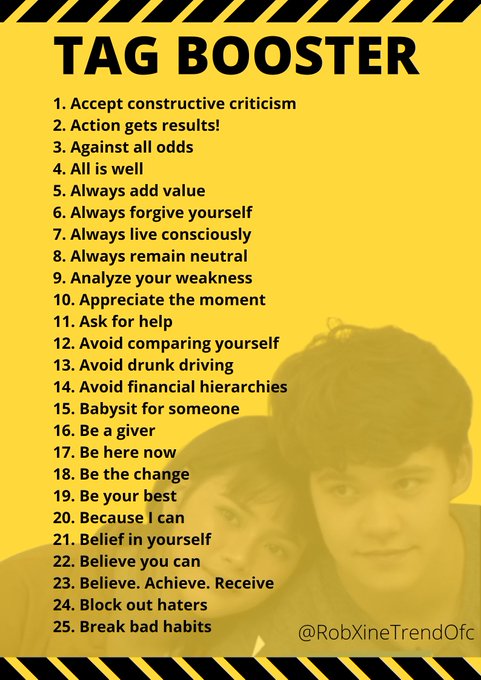 Second Tag Booster

Try to reply as many as you can with our official tagline and hashtag. Please attach photos/videos/GIFs. 

Goal: Five hundred replies.

TCOPrimer WITH ROBXINE
#RobXine
#RobBlackburn | #MaxineTrinidad