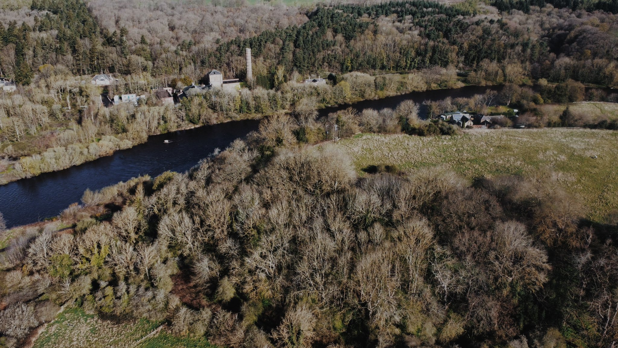 The shaft was found in the woodland area at the bottom of this shot. 