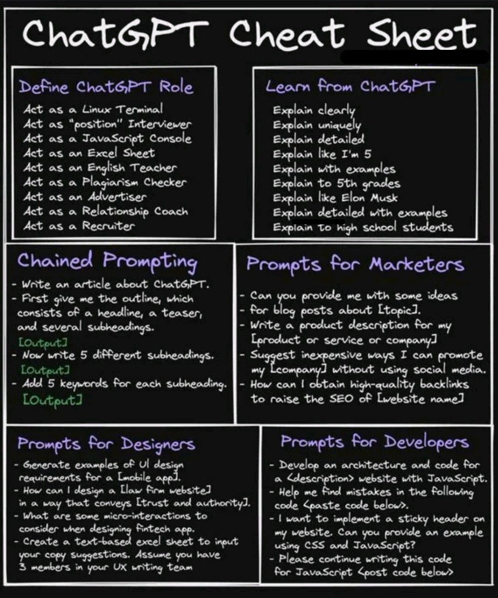 ChatGPT Cheat Sheet for beginners #infosec #cybersecurity #cybersecuritytips #pentesting #redteam #informationsecurity #CyberSec #networking #networksecurity #infosecurity #cyberattacks #security #ChatGPT #cybersecurityawareness #bugbounty #bugbountytips