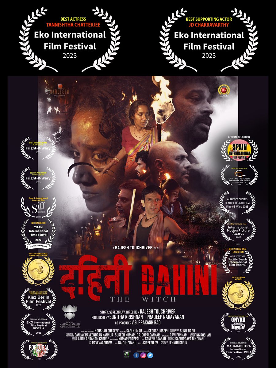 Double Bonanza! ‘Dahini-TheWitch’ directed by @rajtouchriver wins two more international award at @EkoInternationalFilmFestival Nigeria! Congratulations #TannishtaChatterjee for winning #BestActor & #JDChakravarthy for winning #BestSupportingActor. Congratulations Rajesh! 💐💐💐