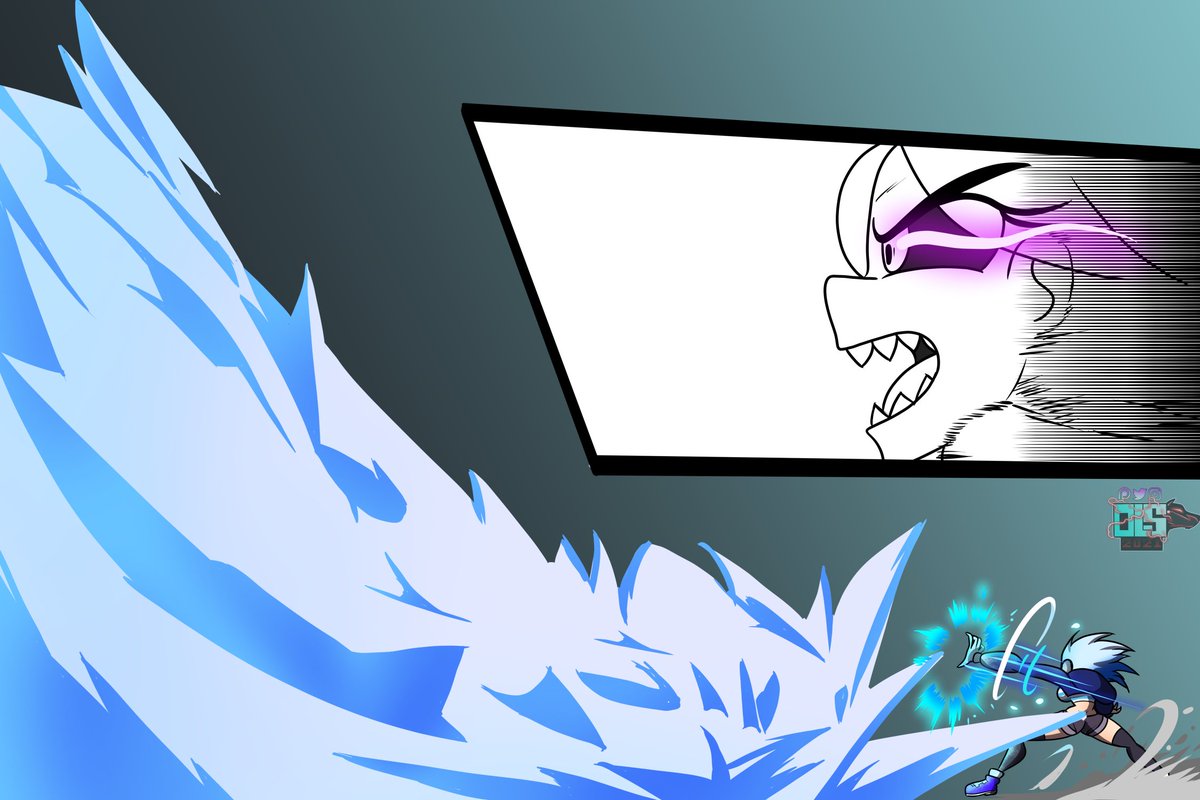Olightsword's tweet photo. Frostbite battle #digitalart #oc #magicxmachine https://t.co/jM7YuxNe0D