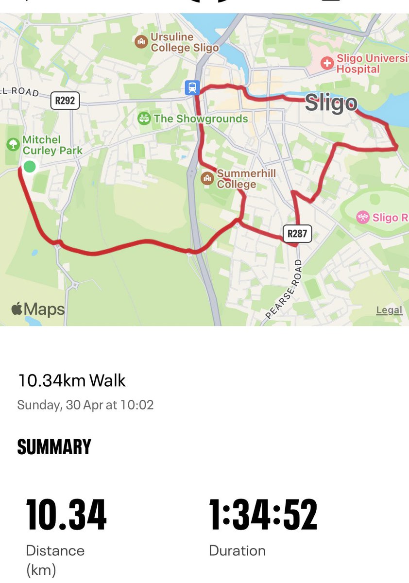 10km walk this morning for my birthday 🥳🎈 Nearly at 100km for the <a href="/sligorovers/">Sligo Rovers</a>  50km Challenge in memory of Dad ❤️One week to go 🙌🏻 so grateful for the donations idonate.ie/fundraiser/Dei…