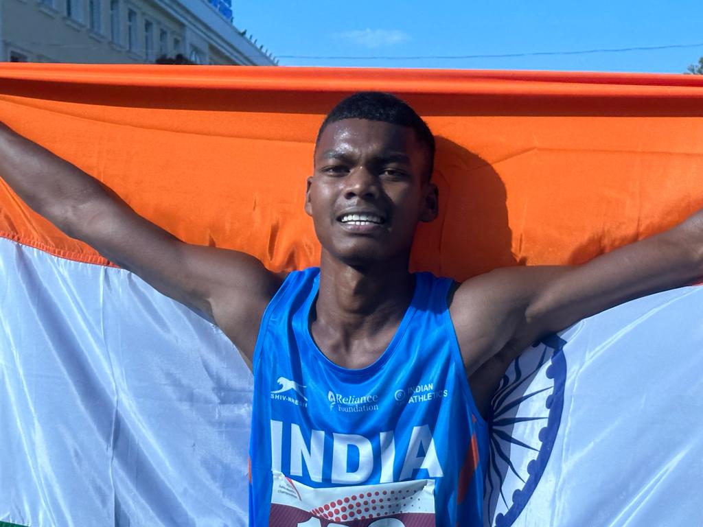 India's Bapi Hansda clocks 51.38 secs to win silver in boys 400m hurdles at Asian Youth Athletics Championship in Tashkent.