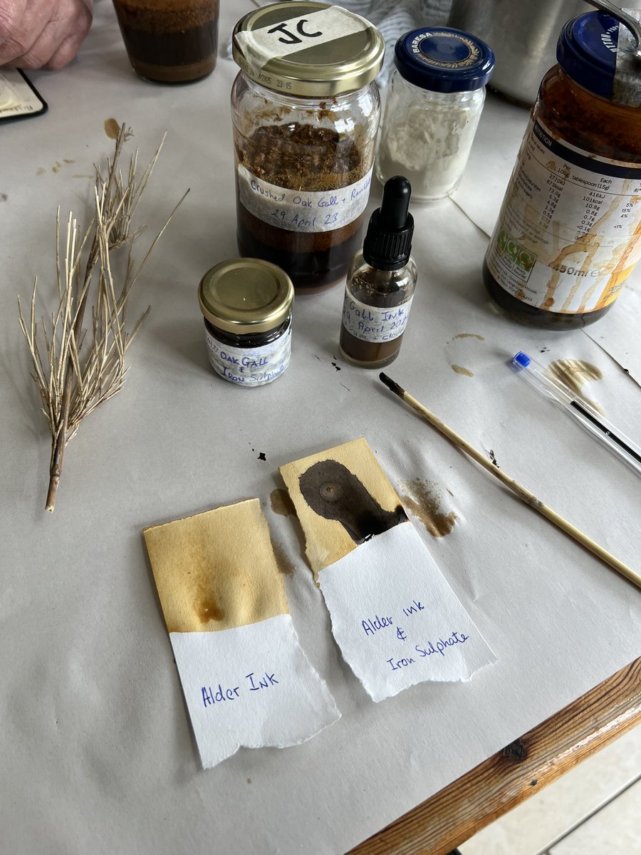 juliaacoll's tweet photo. A very beautiful workshop with David Begley, learning how to make ink from organic sources, such as oak gall and alder cones! https://t.co/ZchAxj6vvZ