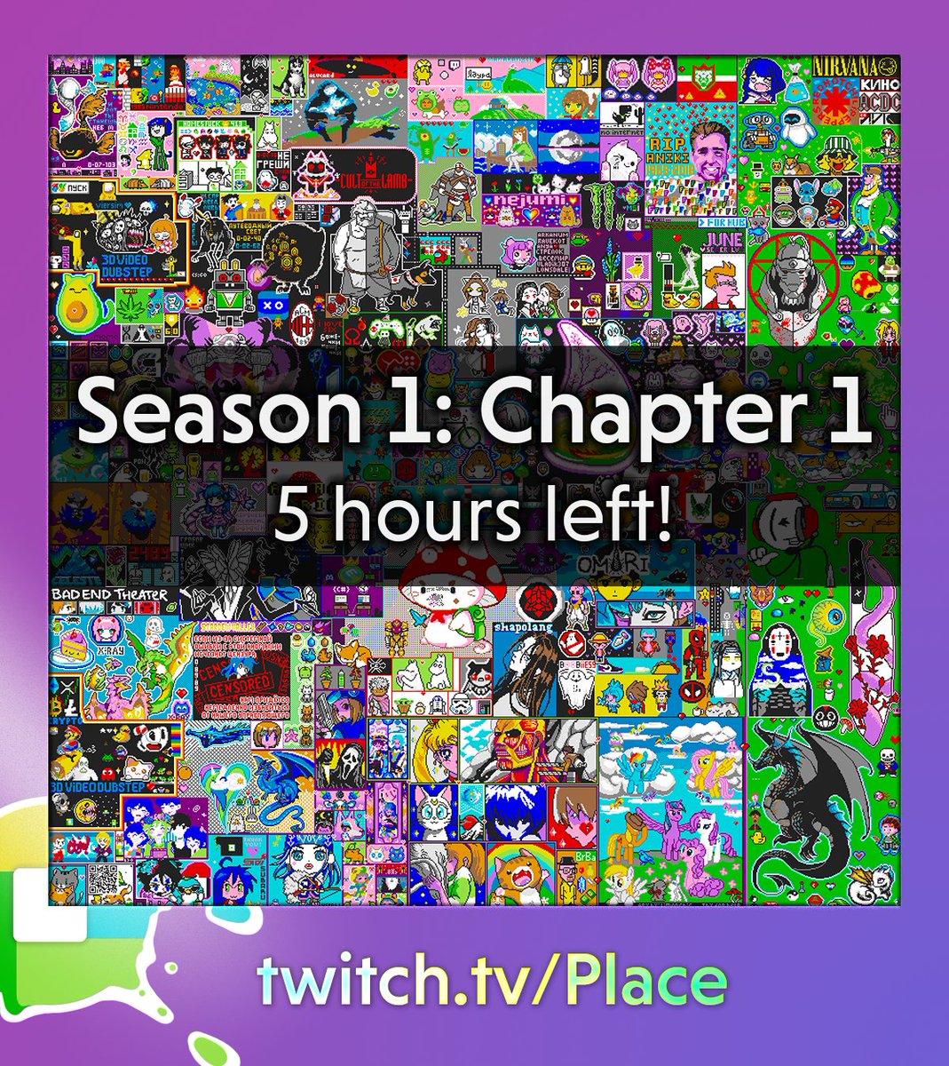 PlaceTTV's tweet photo. 5 hours before the canvas locks! Go represent your community!

https://t.co/Rc1K174wDi https://t.co/hPsCoTtFOP