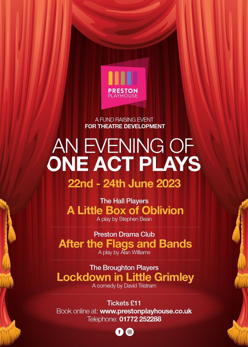 PrestonPlayhous's tweet photo. An evening from the three drama groups based at the theatre - @HallPlayers, Preston Drama Club and Broughton Players - click here to find out what they are performing and to book for 22nd-24th June #PHShows #PrestonPlayhouse #Preston #Lancashire https://t.co/V0LfbCX4dd https://t.co/Ax6Kq3qxcC