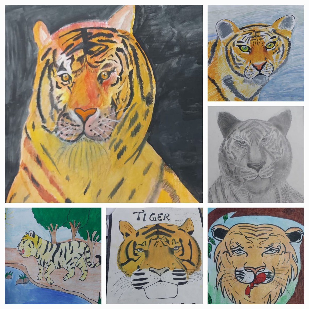 SPeeragarhi's tweet photo. Super creative students of SKV PGV sent their entries for the National Level Painting Competition on 'Tiger: The King of Jungle'  organized by the National Museum of Natural History.

@Dir_Education @SonaliVermaMT @RenuBha67214440 @gupta_iitdelhi https://t.co/3372AFkcL0