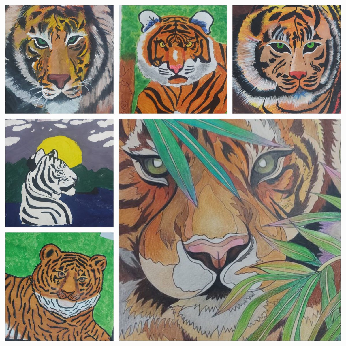 SPeeragarhi's tweet photo. Super creative students of SKV PGV sent their entries for the National Level Painting Competition on 'Tiger: The King of Jungle'  organized by the National Museum of Natural History.

@Dir_Education @SonaliVermaMT @RenuBha67214440 @gupta_iitdelhi https://t.co/3372AFkcL0