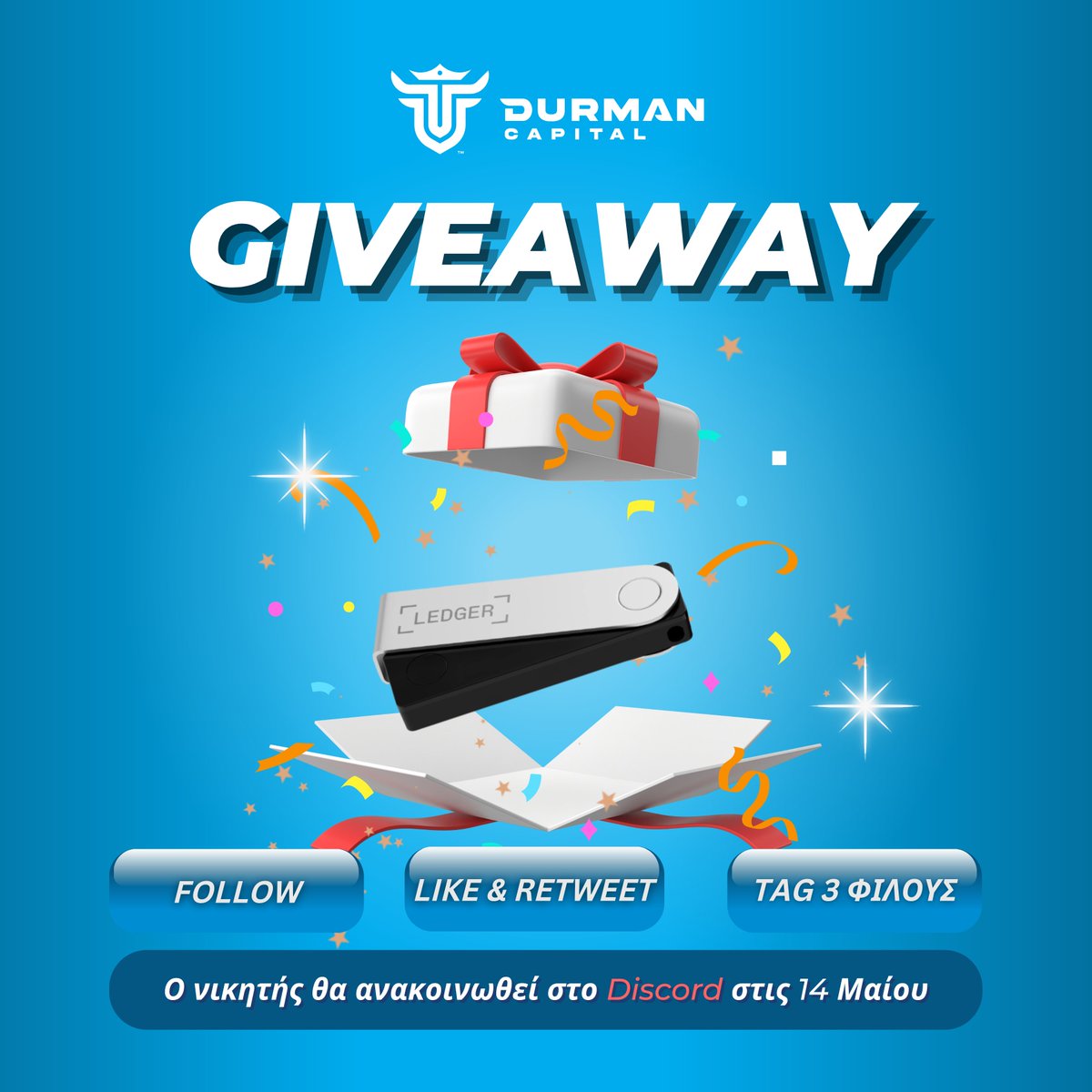 🎁 Είστε έτοιμοι για το καλύτερο #giveaway που έχουμε κάνει ποτέ;
Το δώρο ήταν απόφαση δική σας: Ένα <a href="/Ledger/">Ledger</a> Nano X!

Το μόνο που έχετε να κάνετε για να συμμετάσχετε στην κλήρωση είναι τα εξής:

1⃣ Follow <a href="/DurmanCapital/">durmancapital</a> 
2⃣ Like &amp; Retweet
3⃣ Tag 3 φίλους

#crypto #Bitcoin $BTC