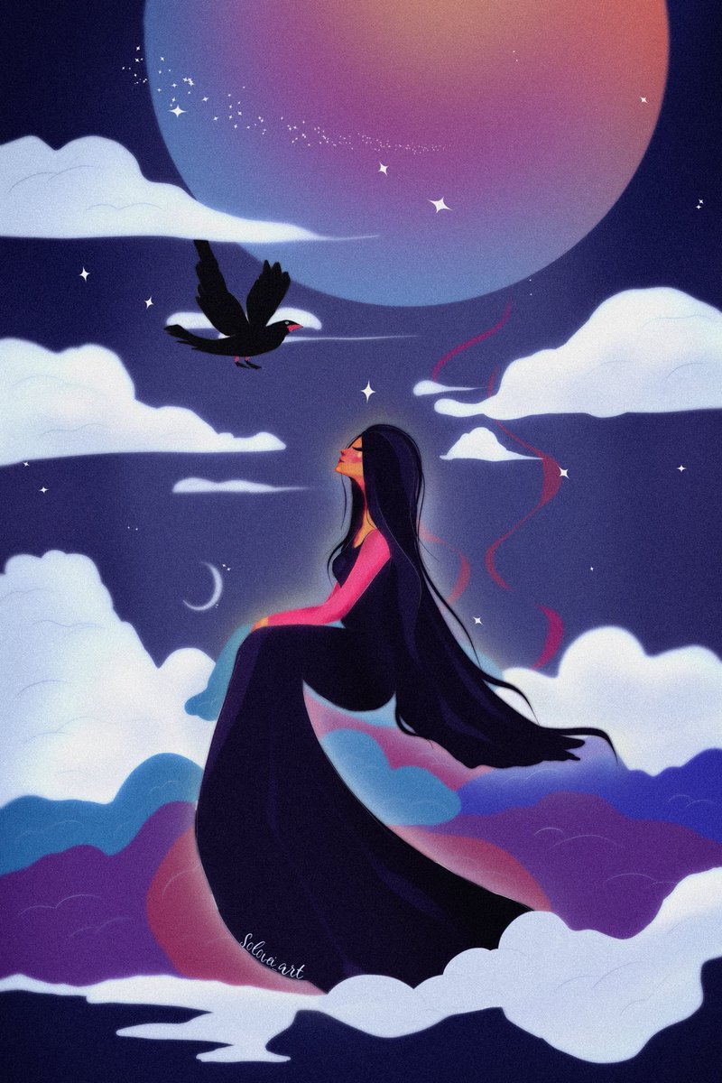 soloveiart's tweet photo. The new illustration is a breath of fresh air and magical emotions.The girl on the clouds symbolizes our desire for freedom and opportunities that seem achievable only in dreams #inspiration #girl #drawing #vector #art #procreateart #artgallery #artcollector #illustration https://t.co/7ZNbQQA6b0