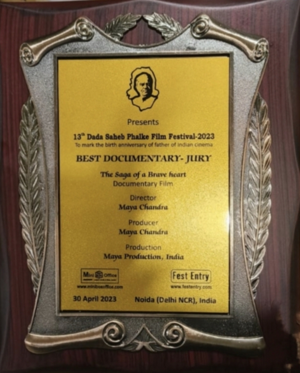 films_maya's tweet photo. #MayaBreaking: 
'The Saga of a Braveheart' wins #BestDocumentary at the 13th Dadasaheb Phalke Film Festival in Delhi! We're grateful for this honor and dedicated to our armed forces. Thank you to the organizers and everyone who supported us! 

 #adgpi #patriotism #MayaFilms https://t.co/mBN6u8brZk