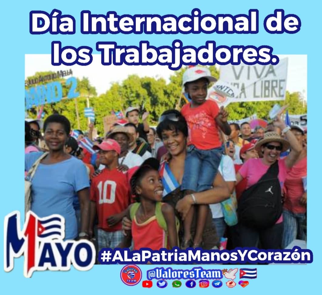 ValoresTeam1's tweet photo. #DomingoEnFamilia 🎉👨‍👩‍👧‍👦🇨🇺
En #Cuba 🇨🇺 el #1Mayo 🇨🇺 es un acontecimiento que involucra a todas las 👨‍👩‍👧‍👦🇨🇺.
Desde los 👦👧 hasta los de más edad se alistan bien temprano ese día para ser protagonistas del desfile.
❗Este #DomingoEnFamilia a prepararse para el desfile❗ #ValoresTeam 🕊 https://t.co/Qw8UCmbvO3
