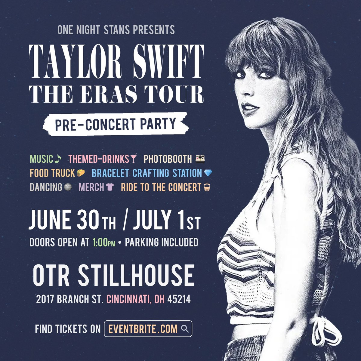 jacoblogeman's tweet photo. @TSTheErasTour CINCINNATI SWIFTIES 🥳 Join us for a pre-concert party before Taylor takes the stage! https://t.co/NK3RImT35U