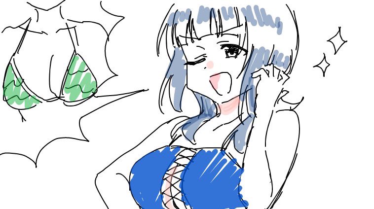 「がーちっくほんで描いたエマの水着に張り合う朝香果林センパイです」|こあら屋@僕ラブ37【ジ53.54】(漫画家/イラストレーター)依頼受け付けますのイラスト