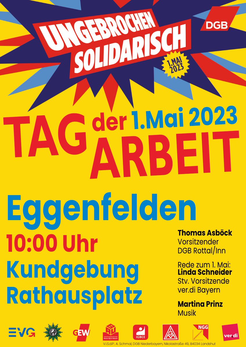 verdibayern's tweet photo. 1. Mai: Linda Schneider, stv. Landesbezirksleiterin von ver.di Bayern, spricht in Eggenfelden https://t.co/h1Vmwgm4HX