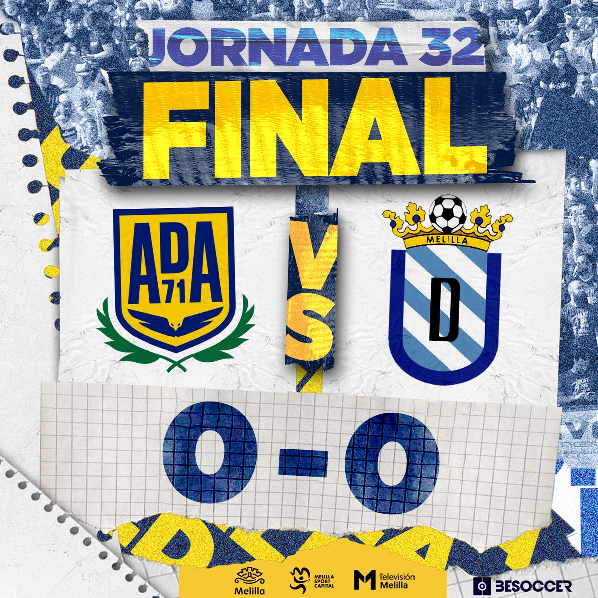 ⏱️ +90’

¡¡¡FINAAAAAAL!!! ¡¡¡SIII!!! ¡¡¡SIII!!!

¡¡¡LO HEMOS CONSEGUIDO!!!

<a href="/AD_Alcorcon/">A.D. Alcorcón</a> B  0⃣ - 0⃣ <a href="/UDMelilla/">Unión Deportiva Melilla</a>

🏆 2ªRFEF - Gr. V | J32
🏟️ Anexo Est. Santo Domingo
📺 @TvMelilla 
🎙️ <a href="/LaProrrogaTW/">La Prórroga</a>
